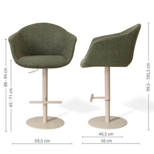 Nolon Niva-Otis tulp barkruk forestgroen - verstelbaar - beige poten