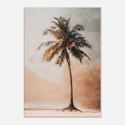 Artfulprints Canvas Palm tree on the beach canvas - 50x70 cm - beige
