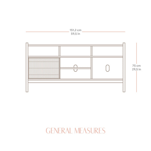 Naan Furniture Dressoir Bassa vinyl - Massief natuurlijk hout - ongelakt - 151.2 cm - vtwonen shop