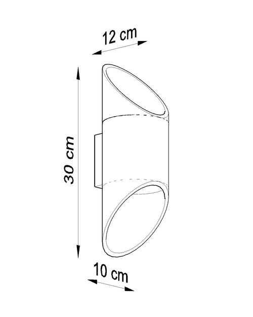 Sollux wandlamp Penne - 1 lichts - 12  x 30   cm - zwart