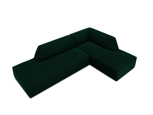Micadoni - Rechter hoekbank "Ruby" 4 zitplaatsen, flueel, flessengroen - 180x273x69cm