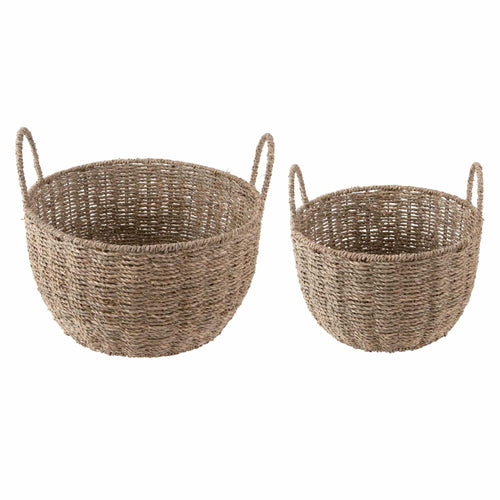 Present Time mand Basket Set Save Medium, Set of 2pcs - naturel - Ø35.5cm - vtwonen shop