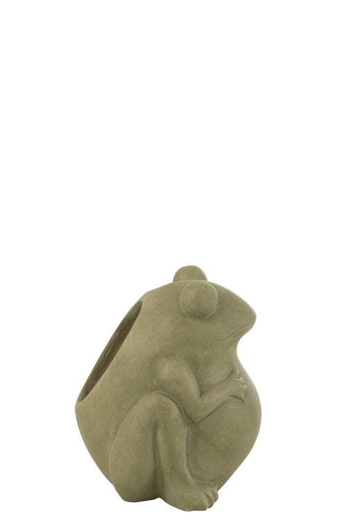 J-Line bloempot Frog - keramiek - groen - small - Ø 21 cm