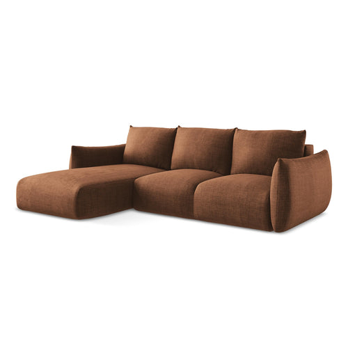 LaMiaSofa hoekbank links Savona - textuurstof - terracotta - 242x162x90