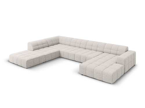 Cosmopolitan Design Panoramische hoekbank links Chicago 7-zits, chenille lichtgrijs - 263x375x78cm