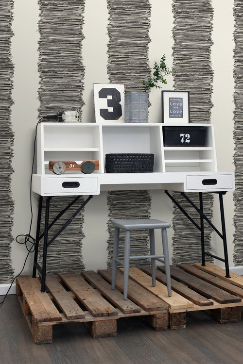 ESTAhome behang kranten zwart en wit - 53 cm x 10.05 m - 137717