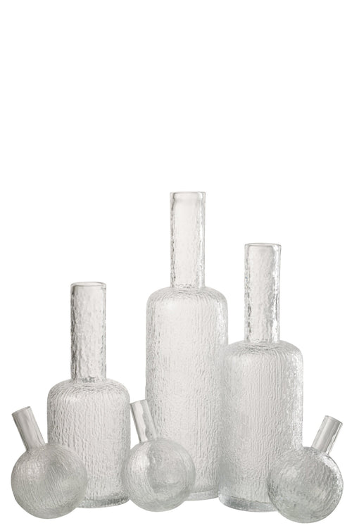 J-Line decoratie Fles Reliëf - glas - transparant - large