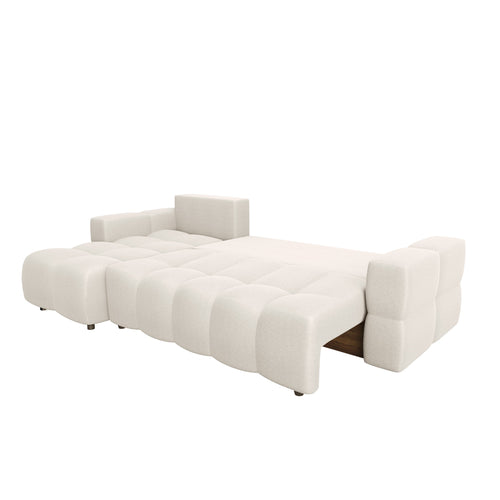 Sia Home - Slaapbank GABRIEL - Geweven stof - Crème - 286cm - vtwonen shop