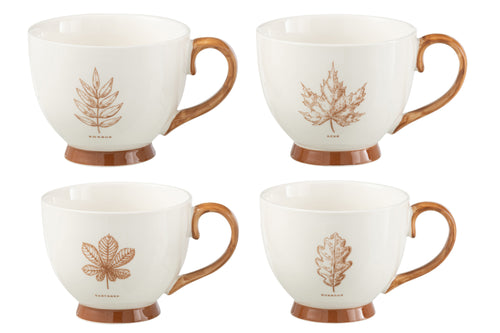 J-Line kopje Blad - keramiek - bruin - 2 dozen van 2 stuks - vtwonen shop