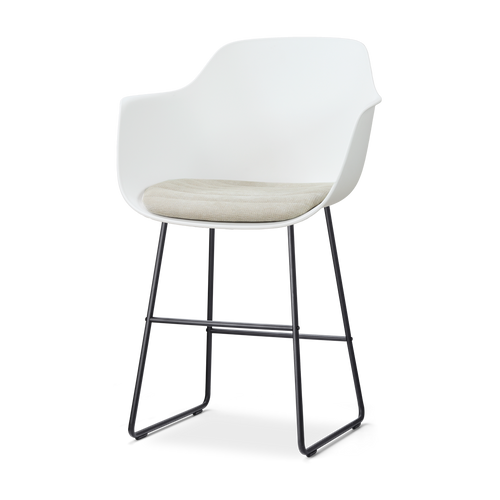 Nolon Nino-Liz barkruk wit met naturelbeige zitkussen - zwart onderstel - 65 cm