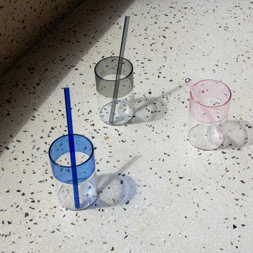 Ona - Rietje 20cm glas grijs Cruse - Set van 4