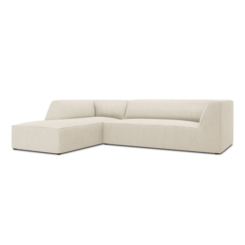 Cosmopolitan Design - Modulaire hoekbank links Siena 4-zits, ribfluwelen lichtbeige - 180x273x69cm