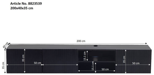 Giga Meubel Zwevend Tv-Meubel Roman - Zwart Mangohout - 200x40x35cm - vtwonen shop