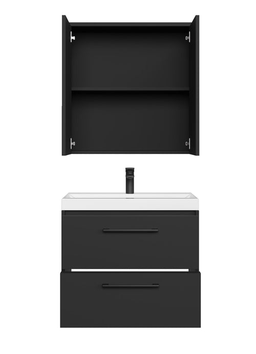 Badplaats Badkamermeubel Set Florence 01 60 cm – Mat Zwart – Hangend Wastafelmeubel met Spiegelkast