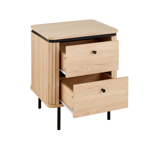 Calicosy - MALAGA Nachtkastje 2 lades - Licht hout - 40x48x55 cm