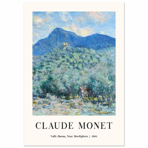Artfulprints Poster met Lijst Claude Monet - Valle Buona, near Bordighera   - 70x100 cm - Blauw