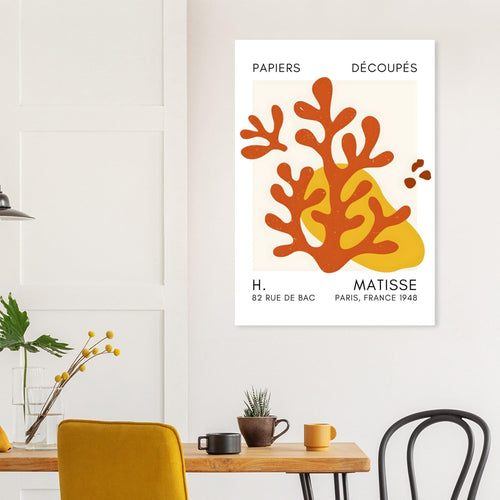 Artfulprints Poster Matisse - Abstract coral orange   - 30x40 cm - Oranje