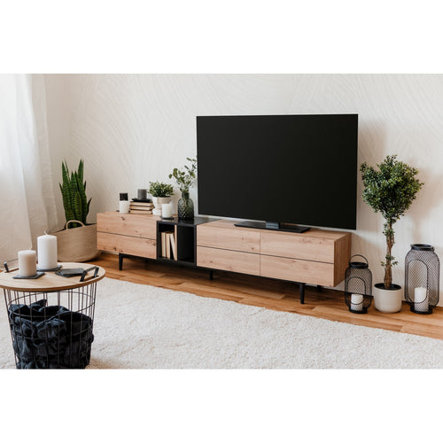 Calicosy - TV-meubel 3 deuren 2 nissen L195 cm - Nola - 37x195x48 cm