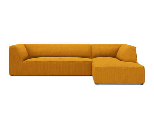 Micadoni rechter hoekbank Ruby 4-zits, ribfluwelen, geel - 180x273x69cm