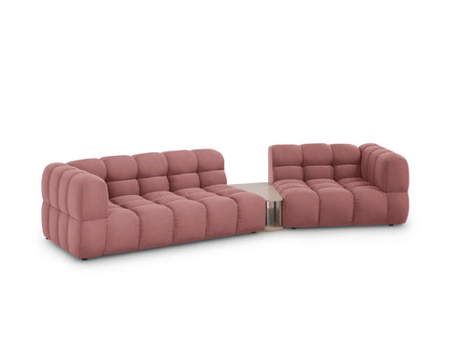 Cosmopolitan Design Rechte modulaire bank Sky 3-zits, flueel, zalm - 148x353x70cm