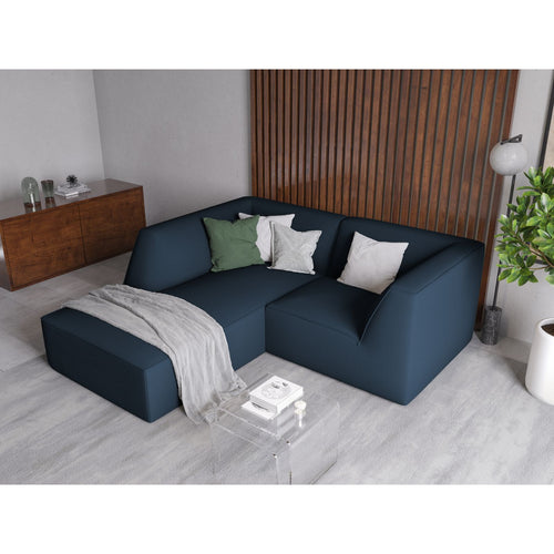 Cosmopolitan Design - Modulaire hoekbank links Siena 3-zits, structurele stof marineblauw - 180x186x69cm