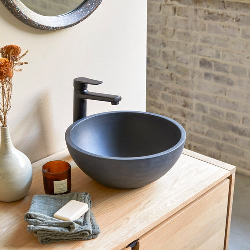 Tikamoon Ronde waskom in zwart terrazzo ∅ 36 cm - Zwart