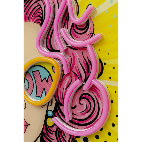 Kare Design Schilderij LED komieks vrouw 39x39cm