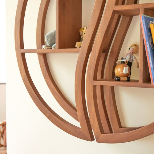 Tikamoon Wandplank voor kinderkamer van massief teakhout - Naturel