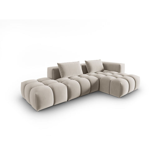 Cosmopolitan Design - Modulaire hoekbank rechts Verona 4-zits, flueel ecru - 145x265x70cm