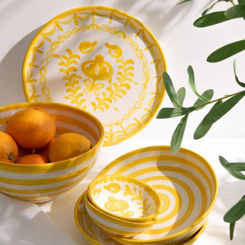 J-Line bord Granada - keramiek - wit/geel