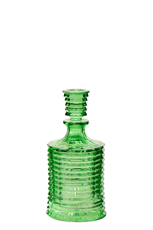 J-Line karaf Geribbeld - glas - groen