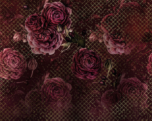 Sanders & Sanders fotobehang bloemen bordeaux rood - 350 x 280 cm - 611852 - vtwonen shop