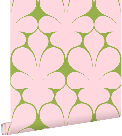 ESTAhome behang retro ornamenten roze en groen - 50 x 900 cm - 131563