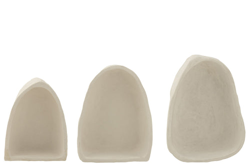 J-Line wandrek - papier maché - wit - 3 stuks