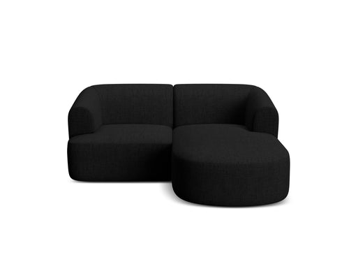 Cosmopolitan Design Modulaire hoekbank rechts Campi 3-zits, structurele stof zwart - 156x180x70cm
