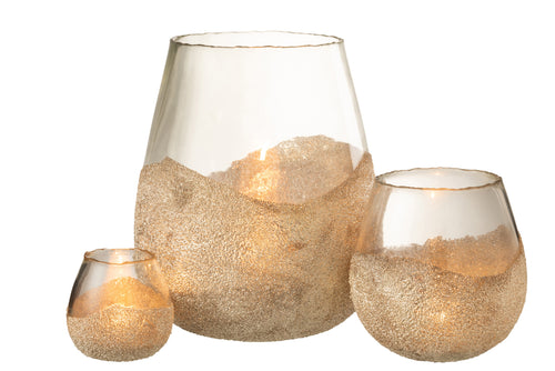 J-Line kaarshouder Helft Parels Rond - glas - goud - large