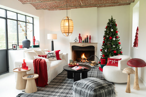 J-Line bijzettafels Rond + Rand - hout - naturel - set van 2