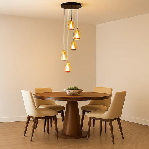 Highlight hanglamp Tromba - 5 lichts - 30  x 155   cm - amber zwart - vtwonen shop