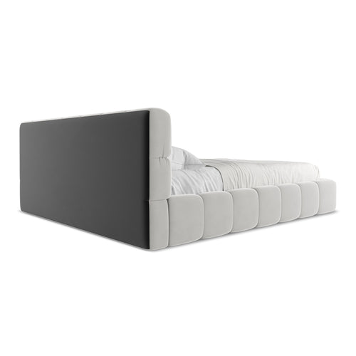 LaMiaSofa Bed met opbergruimte Roma - velours - zilver - 200x228x82