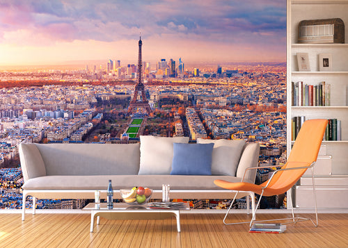 Sanders & Sanders fotobehang Parijs blauw, oranje en groen - 375 x 270 cm - 600529
