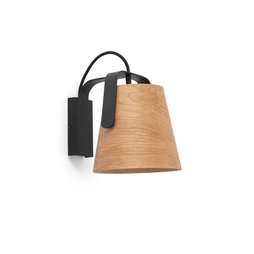 Faro Stood - 1 Light Indoor Wandlamp Zwart, Hout, E27