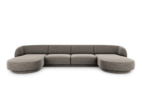 Micadoni Panoramische bank Miley 5-zits, chenille, grijs - 156x330x70cm