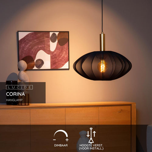 Lucide hanglamp CORINA - 1xE27 - Zwart - vtwonen shop