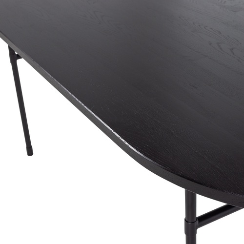 WOOOD eettafel ovaal met h-poot Arthur - Eikenhout - Zwart - 75x220x90 - vtwonen shop