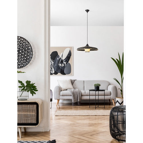 Nova Luce CAPA Dome hanglamp voor plafond, natuurlijk, zwart, E27, 1x12W