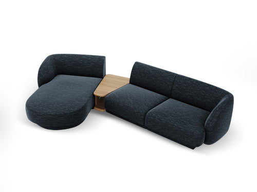 Micadoni linker modulaire bank Miley 3-zits, chenille, koningsblauw - 178x303x70cm