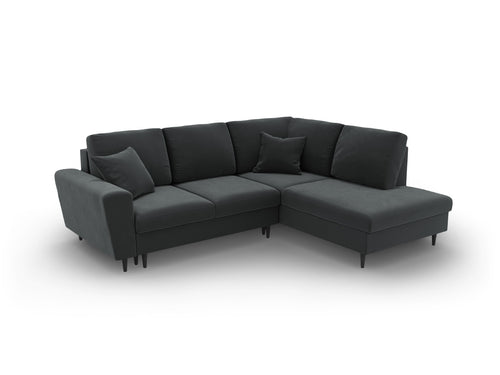 Cosmopolitan Design Converteerbare hoekbank rechts met opbergdoos Kyoto 5-zits, flueel donkergrijs - 194x243x88cm
