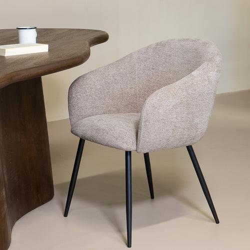 Giga Meubel Eetkamerstoel Meau - Stof/Metaal - Beige - Set van 2