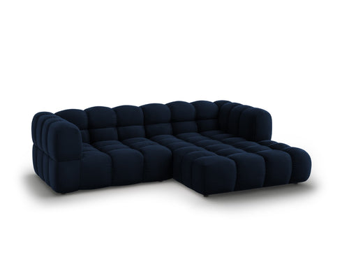 Cosmopolitan Design Modulaire hoekbank rechts Sky 3-zits, flueel, koningsblauw - 162x244x70cm