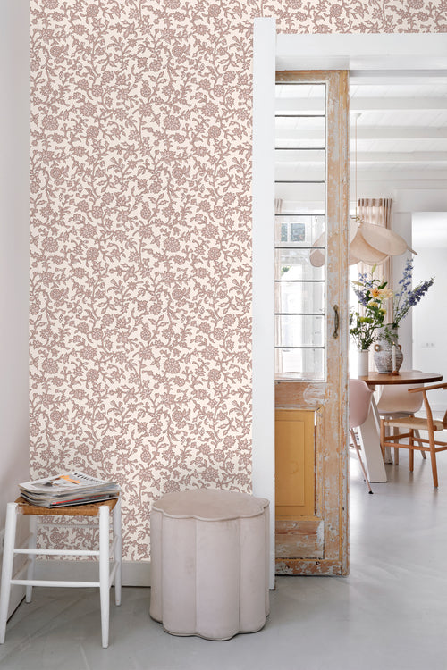 ESTAhome behang vintage bloemen paars - 50 x 900 cm - 131522 - vtwonen shop